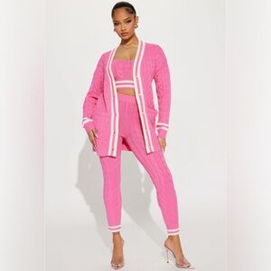 Pink stripe three piece set